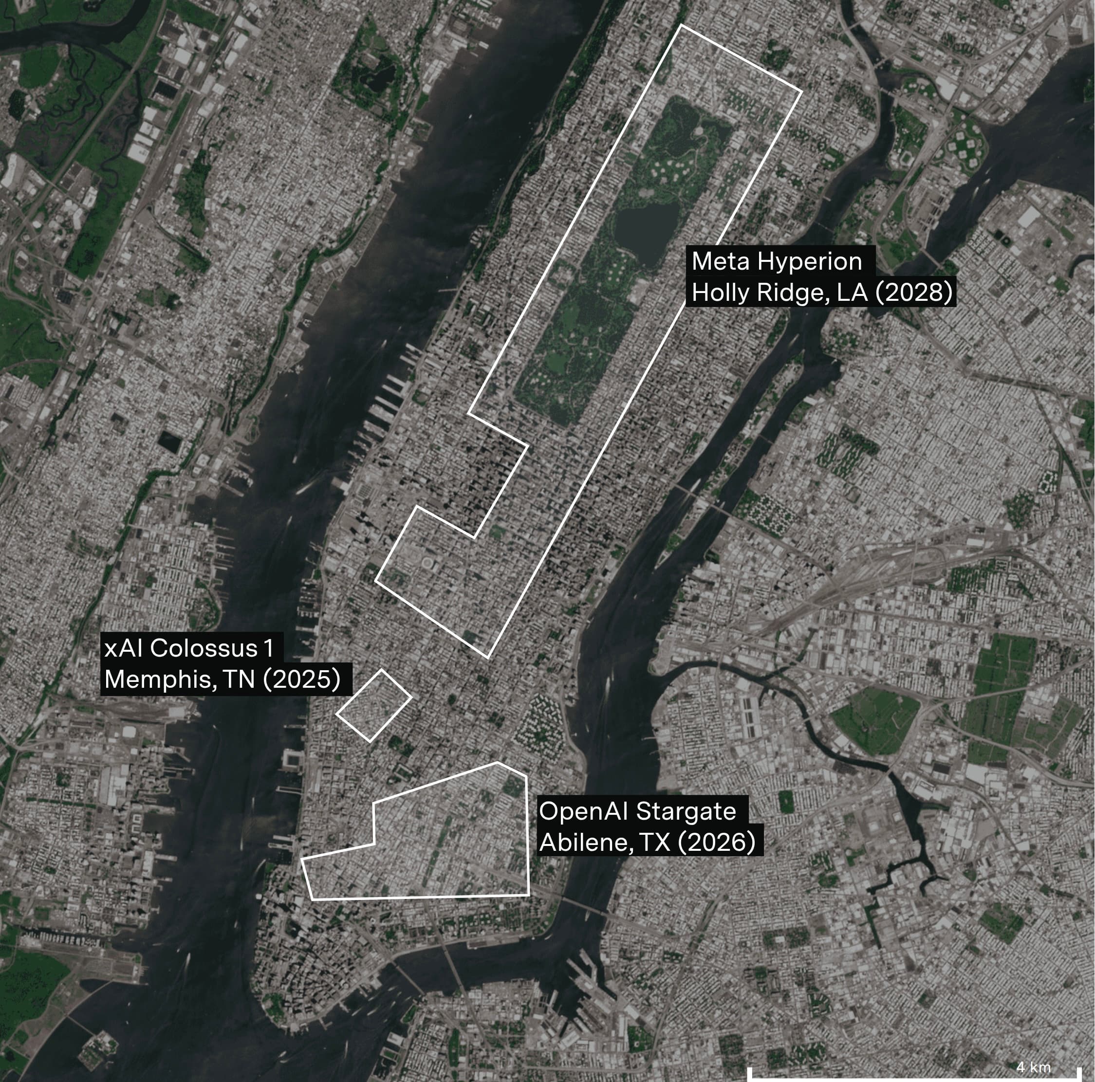 Les plus grands data centers IA atteindront bientôt la taille de Manhattan