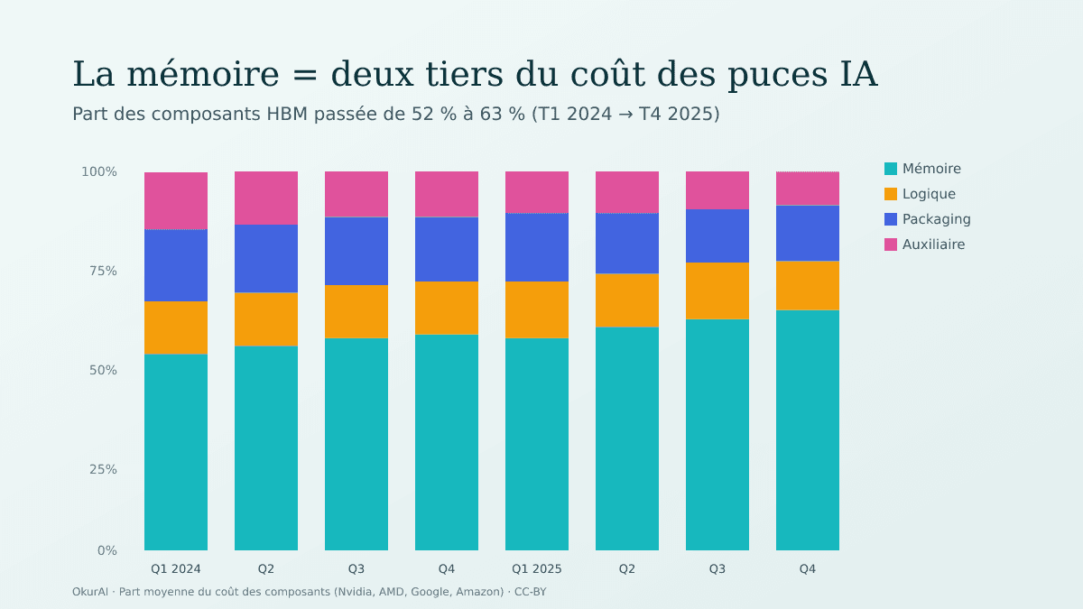 La mémoire représente près des deux tiers du coût des composants des puces IA