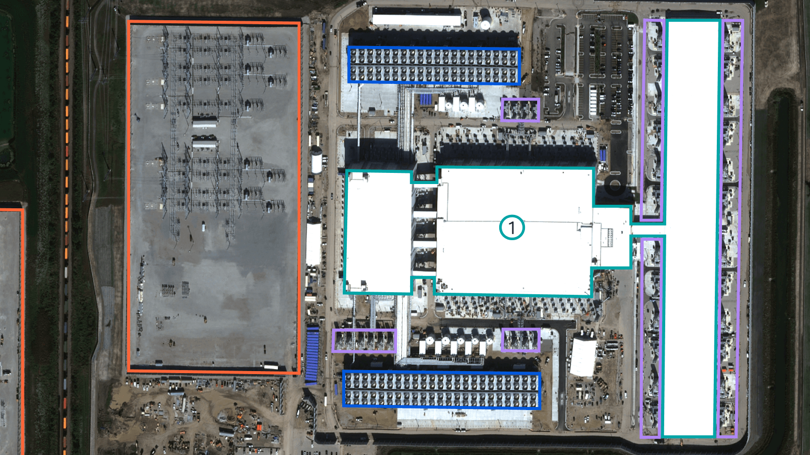 Carte interactive des centres de données IA aux États-Unis avec vue satellite et consommation énergétique